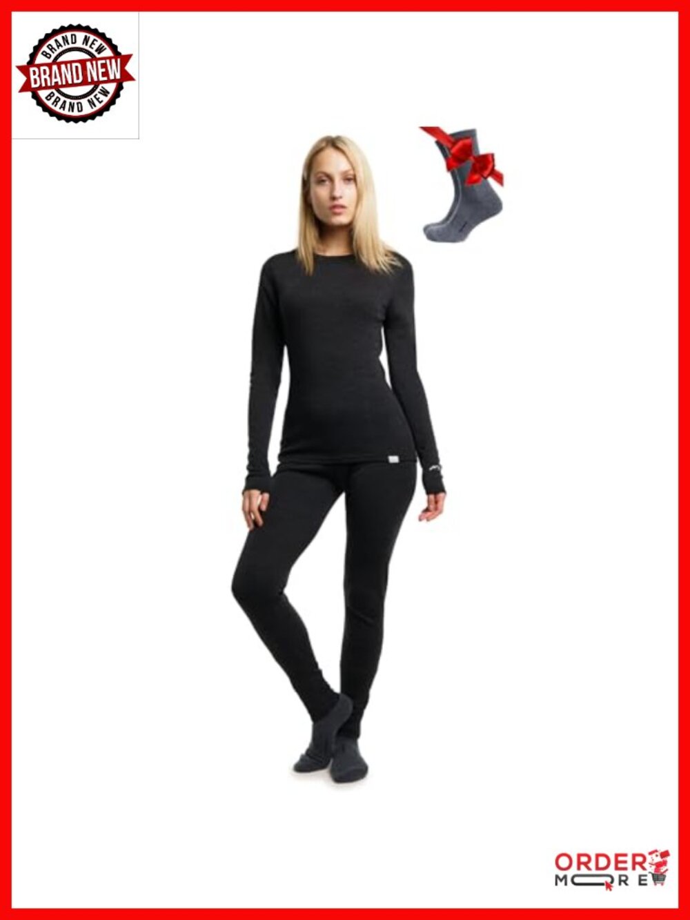 Merino Wool Base Layer Set - Women's Thermal Underwear Top & Bottom
